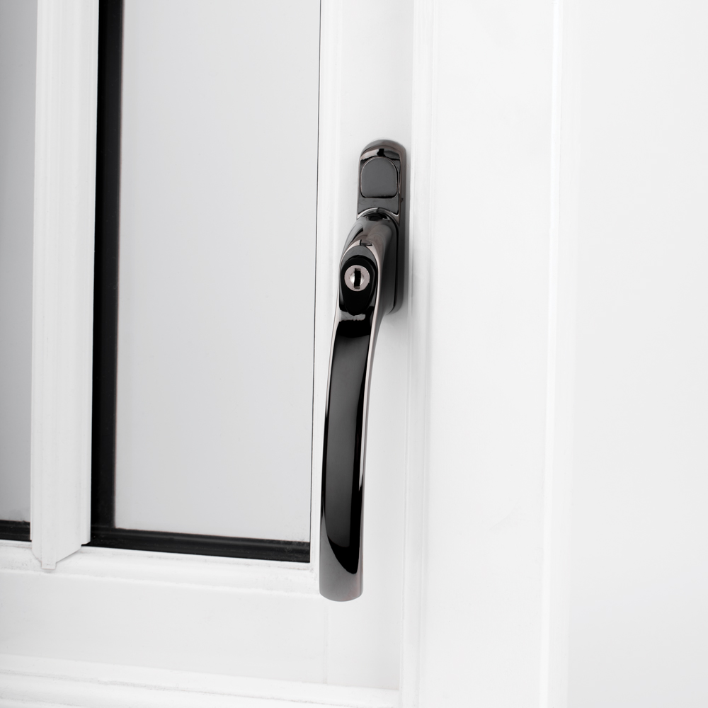 Alpine Inline PVC or Timber Espag Window Handle - Smokey Chrome (Non Handed)